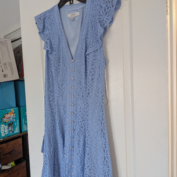 Ever New Lace Button-Front Midi Dress in Light Blue - Picture 5 of 6
